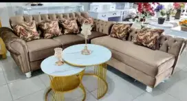 Sofa L kancing meja industrial double