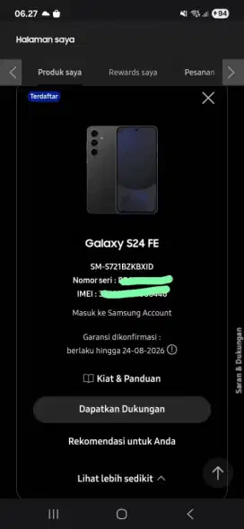 Samsung s24 FE 128 GB (2 minggu pakai)