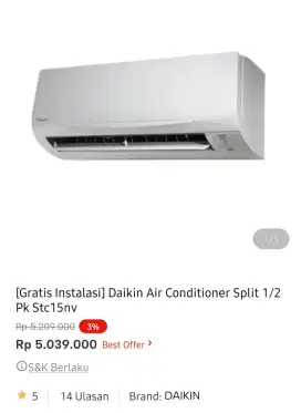 Daikin Air conditioner 1/2pk