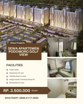 Sewa Apartemen 2BR Furnish Podomoro Golf View Cimanggis Depok
