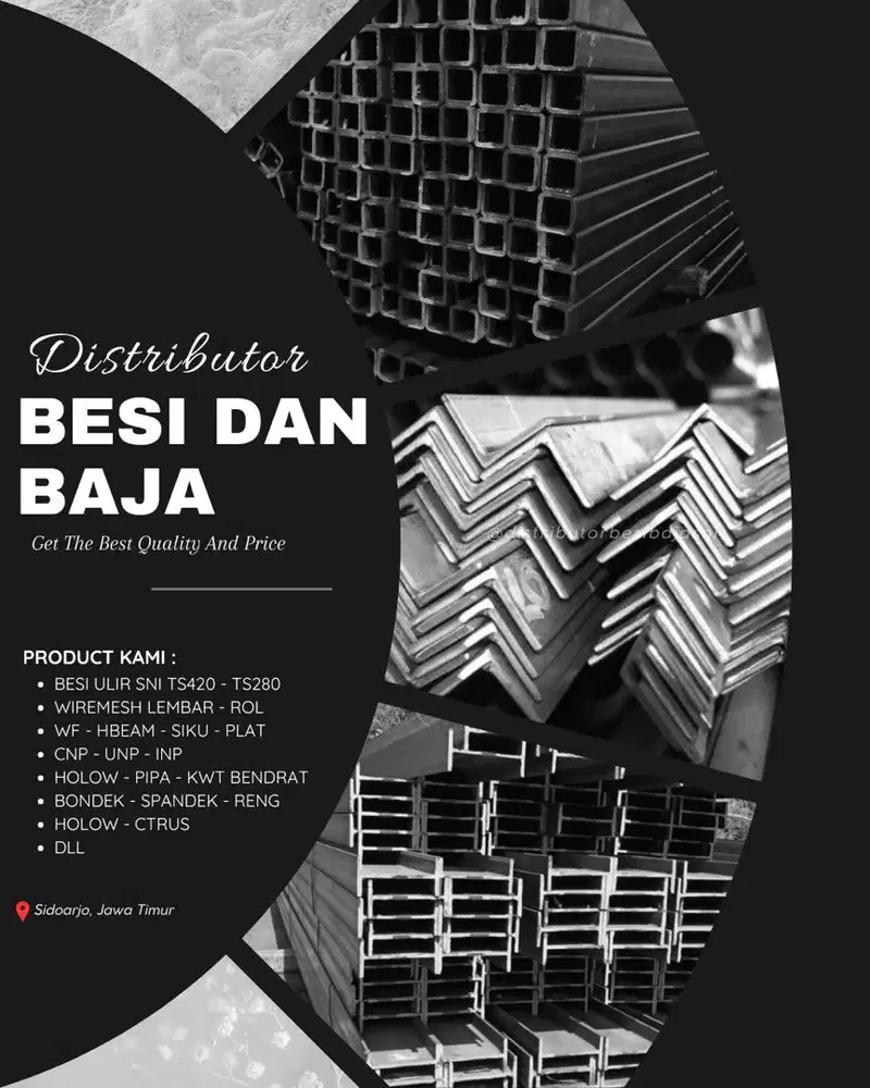 Gudang besi dan baja terlengkap siap kirim