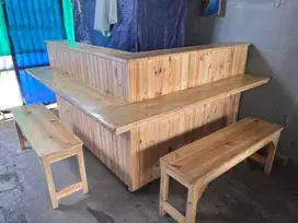 Meja Warkop dan Kursi Panjang
