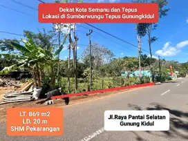 Jual tanah murah strategis mangku jalan raya di tepus gunung kidul shm