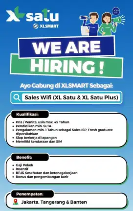 SALES WIFI XL SATU LANGSUNG KERJA