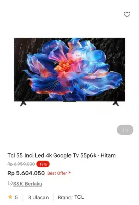 PROMO KREDIT TCL 55 INC LED 4K GOOGLE TV