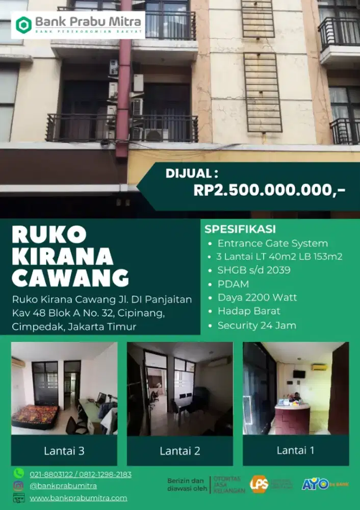 Dijual cepat rukan kirana cawang