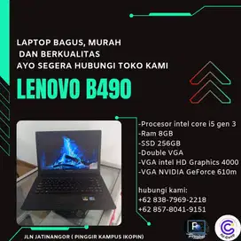 LAPTOP LENOVO B490 MURAH DAN BERKUALITAS NO MINUS SSD 256GB