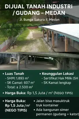 Jual Tanah Lokasi Industri Pergudangan