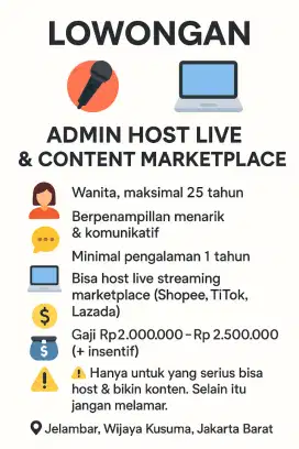 lowongan admin host &content