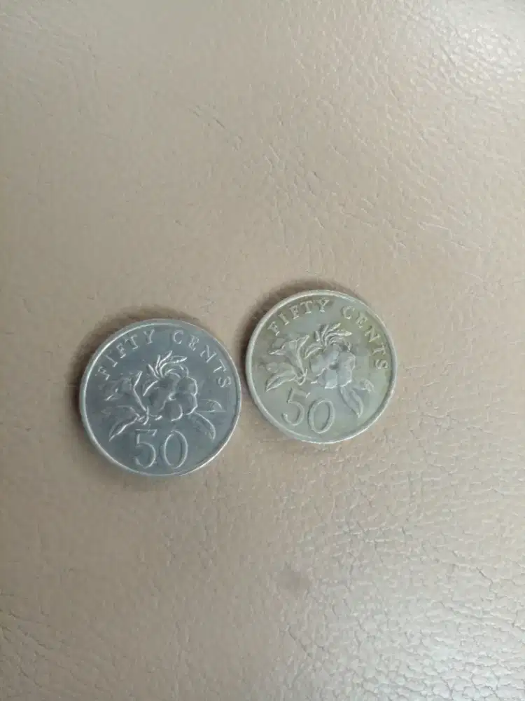 Koin kuno 1985 dan 1991 50 cent Singapore