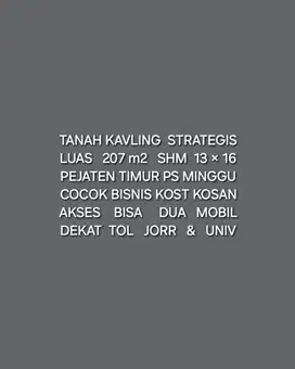 TANAH KAVLING MURAH STRATEGIS DI PEJATEN TIMUR PASAR MINGGU JAKSEL