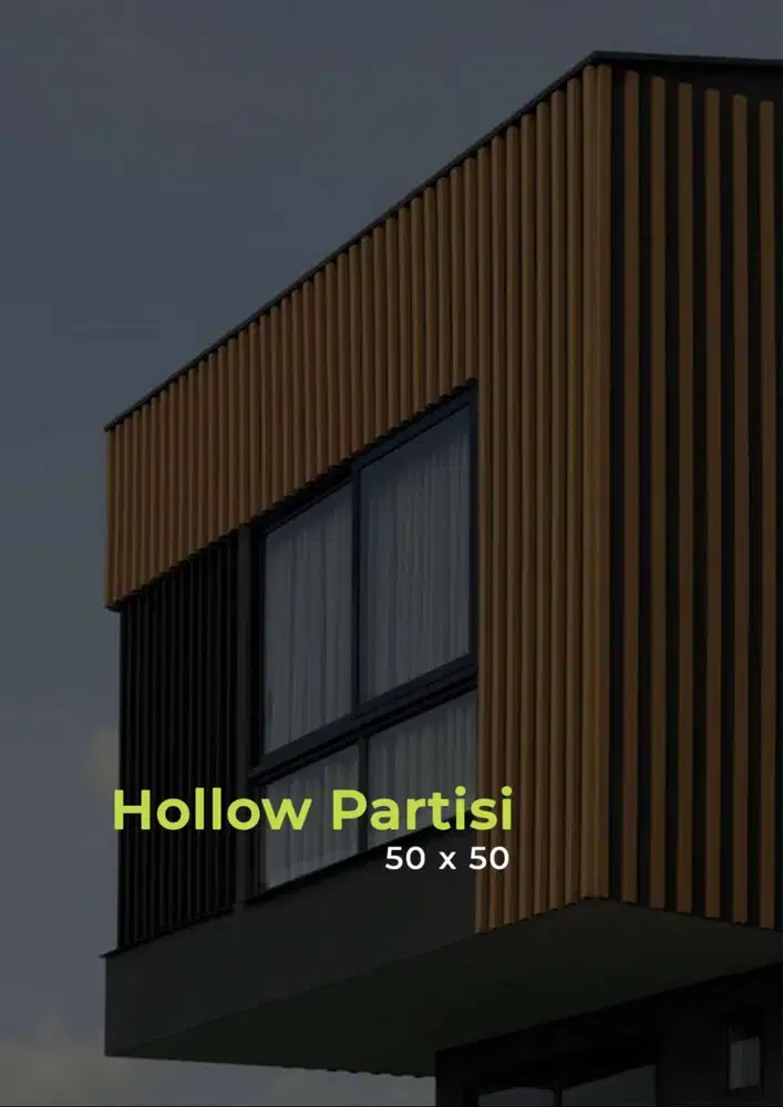 Hollow partisi outdoor ukuran 5cm x 5cm | fasad kisi-kisi WPC panjang