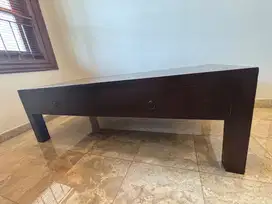 Coffee table in dark wood with two drawers
