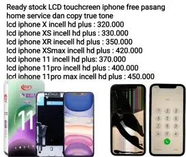lcd iphone X XS XR XSmax 11 11pro 12 new free pasang dan home service