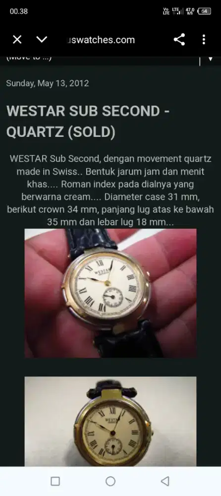 Jam tangan westar subsecond swiss