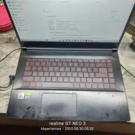 Laptop gaming MSI thin gf63 i5 24GB 512GB memori