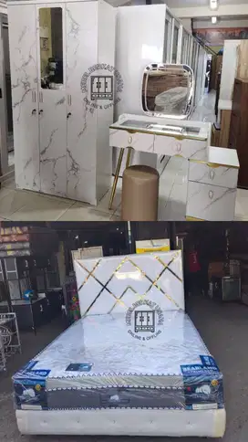 FULL SET KASUR+DIVAN, LEMARI 3 PINTU, MEJA RIAS LED