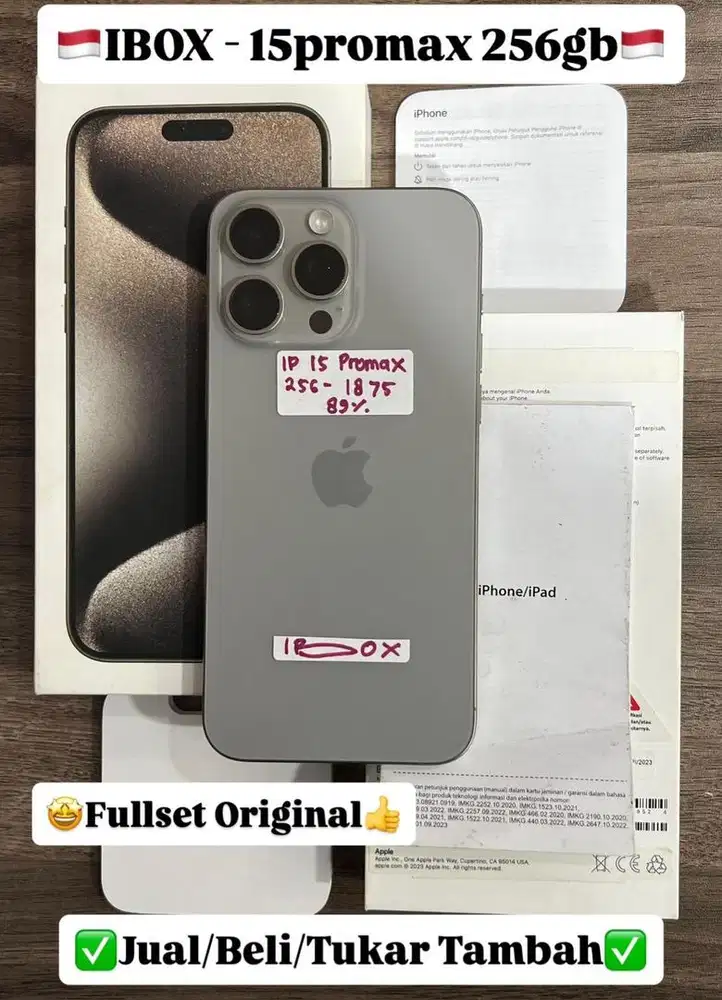 Iphone 15 Promax 256 Gb Natural Titanium Ibox Mulus