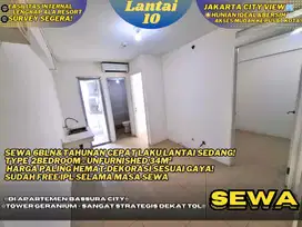 Penawaran Terbatas! Sewa 2BR UNFURNISHED Lantai Sedang Di Bassura City