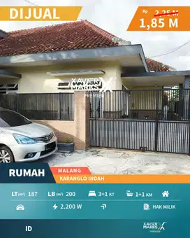 Dijual Rumah SHM di Karanglo Indah Malang Kondisi Terawat