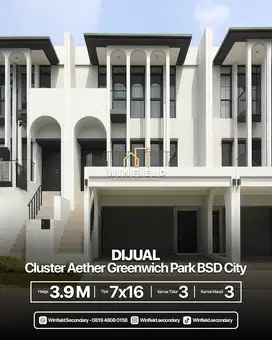 Rumah Siap Huni 3 Lt di Cluster Aether Greenwich BSD Harga 3,9 M