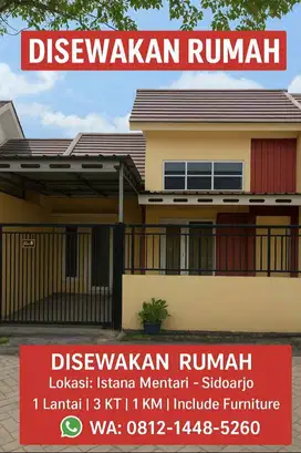 Rumah Disewakan | 1 Lantai | 3 KT | 1 KM | Include Furniture