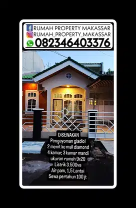 DiSEWAKAN  Pengayoman gladiol  2 menit ke mall diamond 4 kamar, 3 Wc