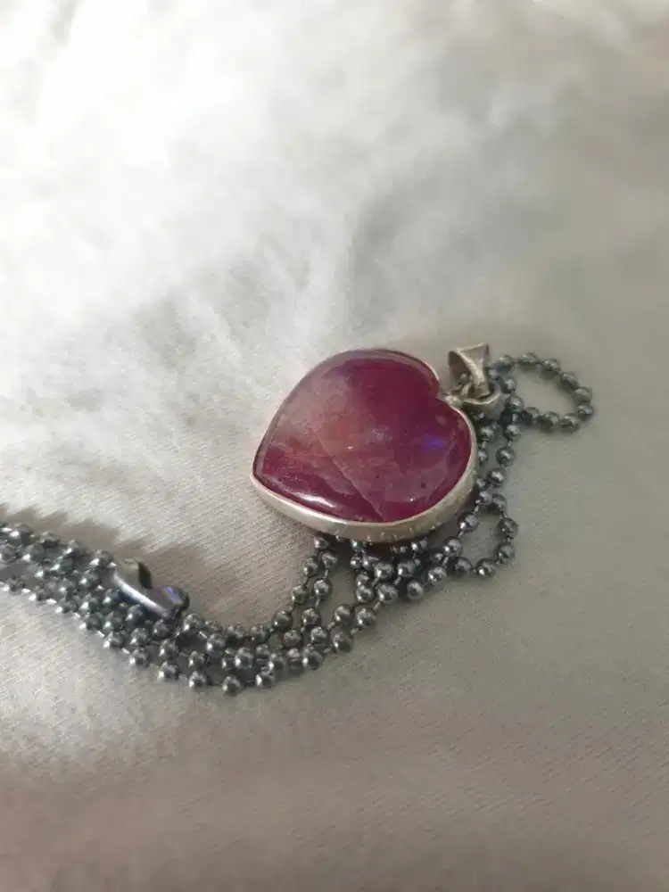 kalung antik perak batu ruby love