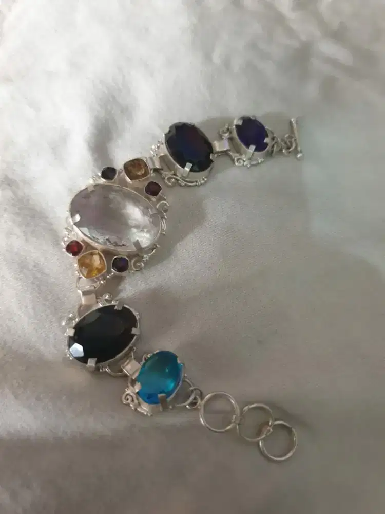gelang perak antik cocktail amethys citrine
