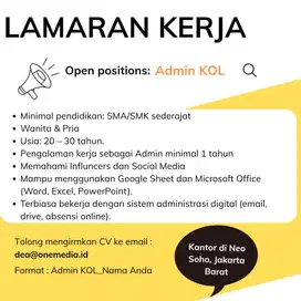 DICARI ADMIN PERUSAHAAN MEDIA PERIKLANAN