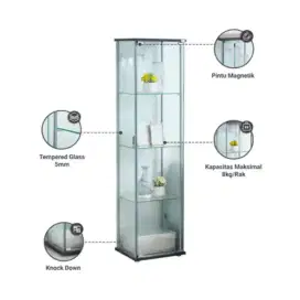 Informa Newvy Curio 4 Rak Pajang Display Kaca