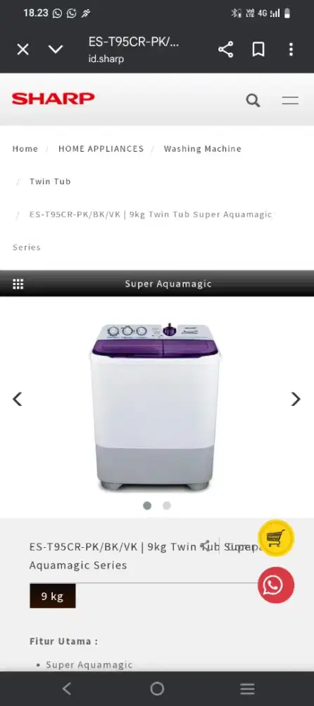 Mesin cuci sharp twin tube