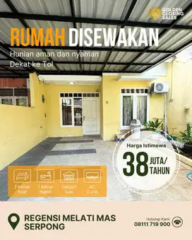 DISEWAKAN RUMAH RAPIH TERAWAT DAN SIAP HUNI DI REGENCY MELATI MAS