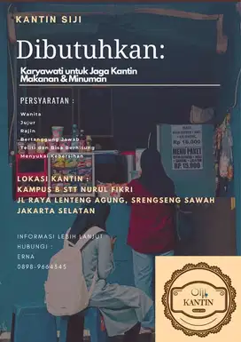 Dibutuhkan Karyawati untuk Jaga Kantin di Kampus