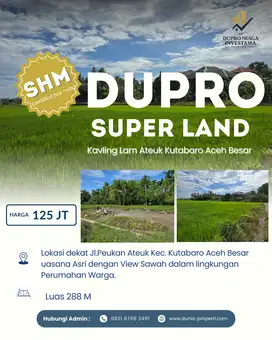 Tanah Kavling Asri View Sawah – Dekat Jalan Utama Lam Ateuk Luas 200 M