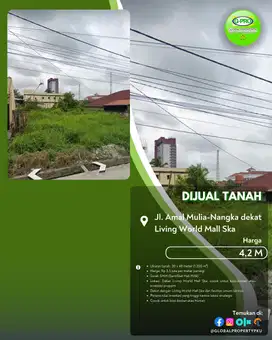 Dijual Tanah Tengah Kota Pekanbaru Nangka Dekat Mall Living World!