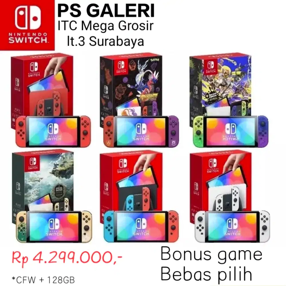 NINTENDO SWITCH OLED +128GB FULL GAME PROMO 45