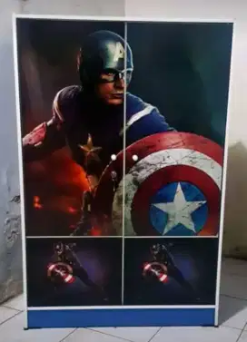 Lemari Pakaian Anak 2 Pintu Golden BL 120 CA-5510 Captain Amerika Biru