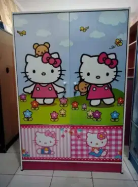 Lemari Pakaian Anak 2 Pintu Golden LA 120 HK Hello Kitty Pink