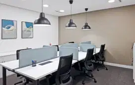 Pesan tempat di area coworking reservasi atau hot desk di HQ Menara Cakrawala