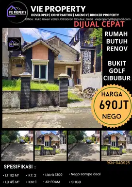 Murah, dijual dibawah pasaran, rumah butuh renov di Bukit