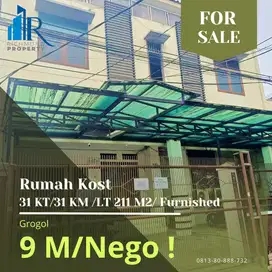 Jual Kost 31 KT + KM Furnished di Grogol AREA Kampus UNTAR & Trisakti!