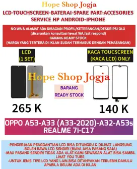 Touchscreen-Baterai-LCD OPPO A53-A33 (A33-2020)-A32-A53s
REALME 7i-C17
