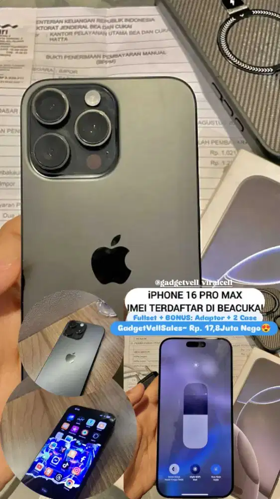 IPHONE 16 Pro Max 256GB Fullset + BONUS: Adaptor + 2 Casing