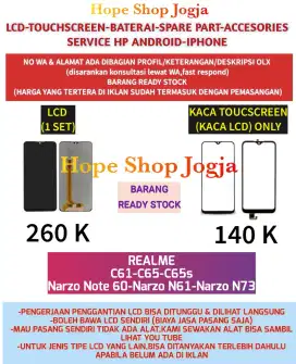 Baterai-LCD REALME
C61-C65-C65s
Narzo Note 60-Narzo N61-Narzo N73