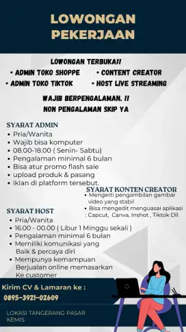 LOWONGAN KERJA HOST LIVE STREAMING