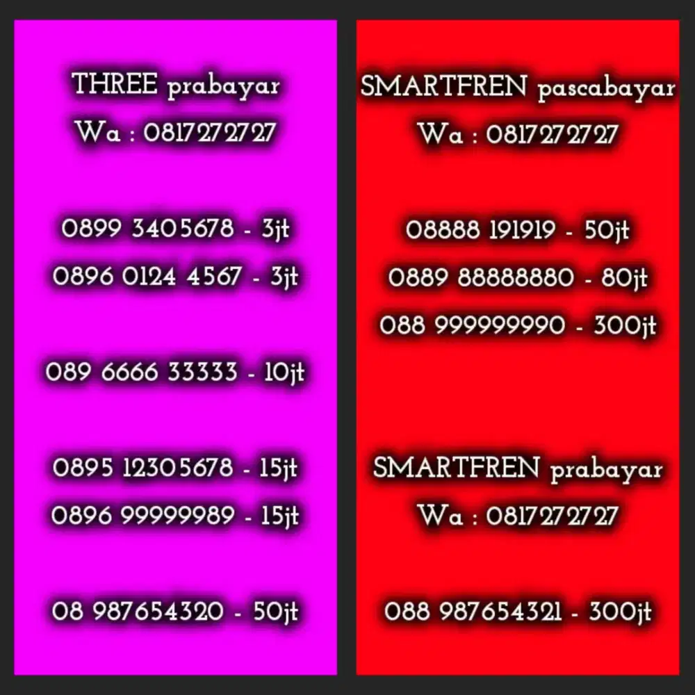 NOMOR CANTIK THREE n SMARTFREN