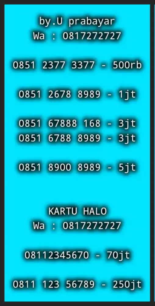 NOMOR CANTIK by.U n KARTU HALO