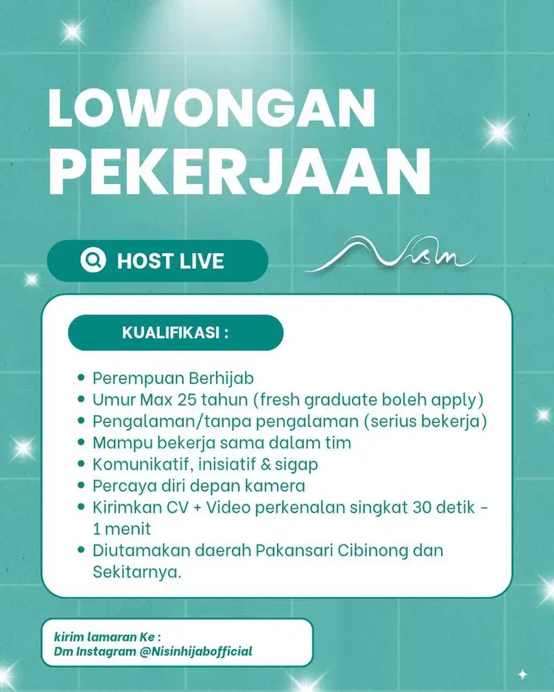 Dicari host live pakaian muslimah
