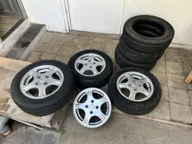 Velg ex karimun palang 5 ring 13 pcd 4x100 bonus 6 ban 165 65